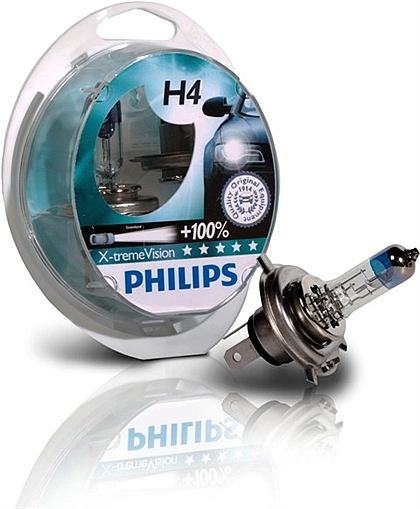 זוג נורות H4 לרכב 12VH4 PHI X-TREME אור חזק כפול בעוצמה 